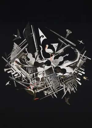 Oddźwięki 10, 2022, kolaz na papierze, 70x50 cm, fot. Adam Gut