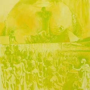 Po kole barw - luty, olej, 100x100cm