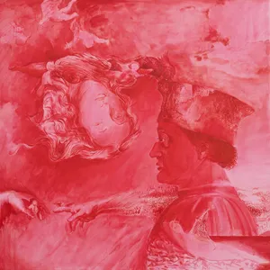 Po kole barw - czerwiec, olej, 100x100cm