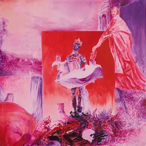 Po kole barw - lipiec, olej, 100x100cm