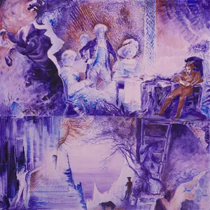 Po kole barw - sierpień, olej, 100x100cm