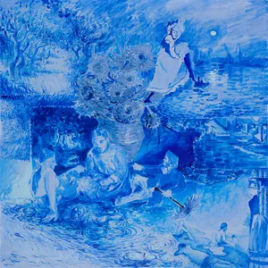 Po kole barw - wrzesień, olej, 100x100cm