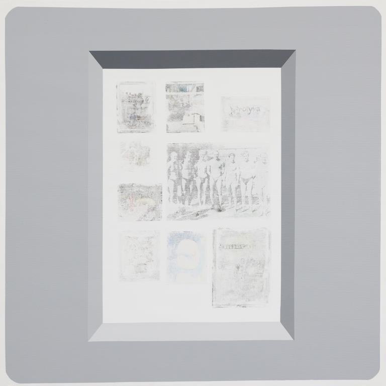 Slajd [01], 2020, technika wlasna, akryl, płótno,  100x100cm, fot. Adam Gut